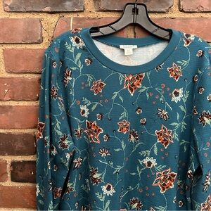 SUNDANCE tapestry thermal long sleeve teal blue waffle XXL
